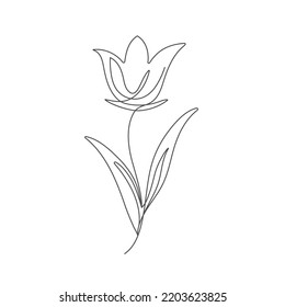 Abstract flower in the style of a continuous line. Sketch of a black line on a white background. Flat style