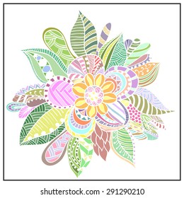 Abstract flower in the style of Doodle. A color image in a tender . Vector illustration.