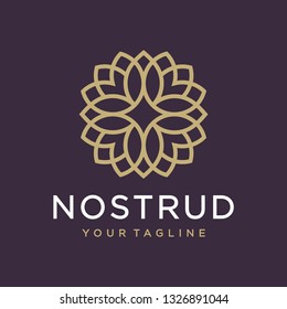 Abstract flower swirl logo icon vector design. Elegant premium linear vector logotype symbol.