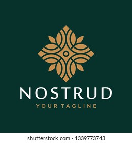 Abstract flower swirl logo icon vector design. Elegant premium ornament vector logotype symbol.