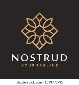 Abstract flower swirl logo icon vector design. Elegant premium ornament vector logotype symbol.