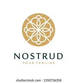Abstract flower swirl logo icon vector design. Elegant premium ornament vector logotype symbol.