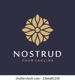 Abstract flower swirl logo icon vector design. Elegant premium ornament vector logotype symbol.