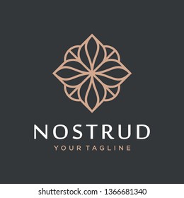 Abstract flower swirl logo icon vector design. Elegant premium ornament vector logotype symbol.