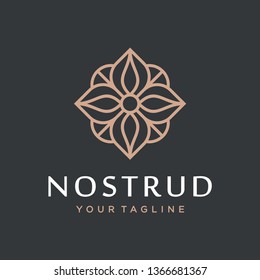 Abstract flower swirl logo icon vector design. Elegant premium ornament vector logotype symbol.