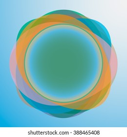 Abstract Flower symbol template. Infinite shape. Geometric entwined wheels in color rainbow. Business abstract icon. As sign, symbol, logo, web, label, emblem. Vector illustration. Eps 10