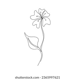 Abstract flower tattoo art drawn by one line. Sketch. Continuous line drawing plant. Retro vector illustration in minimalist style.