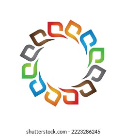 abstract flower tech letter dp logo template