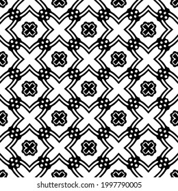 Resumen Diseño de patrones de vectores sin soldadura de baldosas de flores. Patrón blanco y negro. 