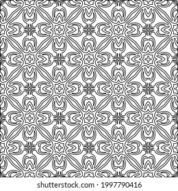 Resumen Diseño de patrones de vectores sin soldadura de baldosas de flores. Patrón blanco y negro. 