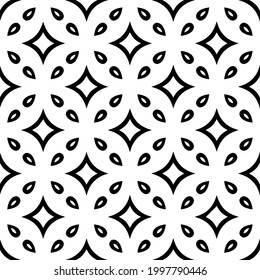 Baldosas De Flores Abstractas. Diseño de patrones de vectores sin inconvenientes. Patrón blanco y negro. 
