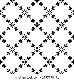 Abstract Flower Tiles. Seamless Vector Pattern Design. Black and white pattern. 
