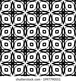 Abstract Flower Tiles. Seamless Vector Pattern Design. Black and white pattern. 
