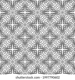 Resumen Diseño de patrones de vectores sin soldadura de baldosas de flores. Patrón blanco y negro. 