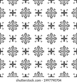 Abstract Flower Tiles. Seamless Vector Pattern Design. Black and white pattern. 