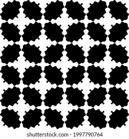Abstract Flower Tiles. Seamless Vector Pattern Design. Black and white pattern. 