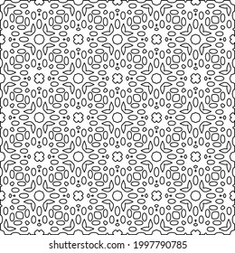 Abstrakte BlumenTiles Nahtloses Vektordesign. Schwarz-Weiß-Muster. 