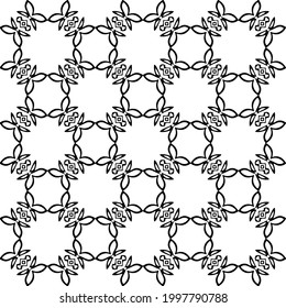 Abstract Flower Tiles. Seamless Vector Pattern Design. Black and white pattern. 