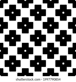 Abstract Flower Tiles. Seamless Vector Pattern Design. Black and white pattern. 