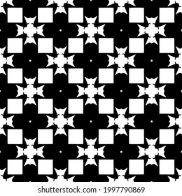 Abstract Flower Tiles. Seamless Vector Pattern Design. Black and white pattern. 