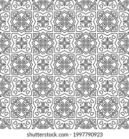 Resumen Diseño de patrones de vectores sin soldadura de baldosas de flores. Patrón blanco y negro. 