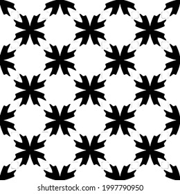 Abstract Flower Tiles. Seamless Vector Pattern Design. Black and white pattern. 