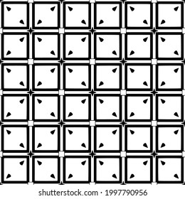 Baldosas De Flores Abstractas. Diseño de patrones de vectores sin inconvenientes. Patrón blanco y negro. 