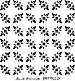 Baldosas De Flores Abstractas. Diseño de patrones de vectores sin inconvenientes. Patrón blanco y negro. 