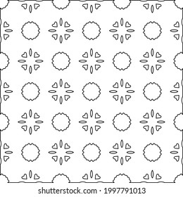Abstract Flower Tiles Seamless Vector Pattern Design. Black and white pattern. 