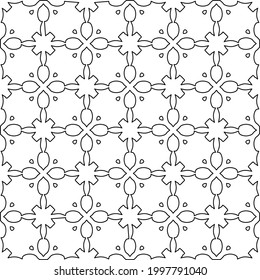 Abstract Flower Tiles Seamless Vector Pattern Design. Black and white pattern. 