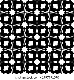Abstract Flower Tiles. Seamless Vector Pattern Design. Black and white pattern. 