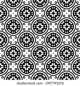Resumen Diseño de patrones de vectores sin soldadura de baldosas de flores. Patrón blanco y negro. 