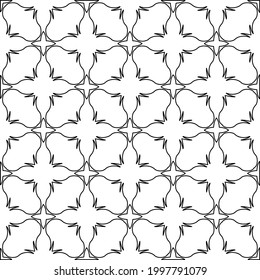 Resumen Diseño de patrones de vectores sin soldadura de baldosas de flores. Patrón blanco y negro. 