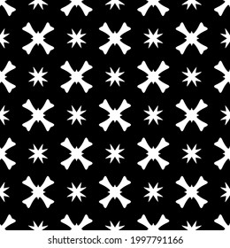 Baldosas De Flores Abstractas. Diseño de patrones de vectores sin inconvenientes. Patrón blanco y negro. 
