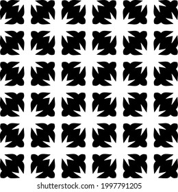 Baldosas De Flores Abstractas. Diseño de patrones de vectores sin inconvenientes. Patrón blanco y negro. 