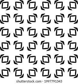 Abstract Flower Tiles. Seamless Vector Pattern Design. Black and white pattern. 