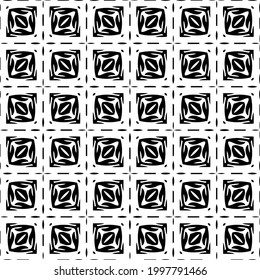 Abstract Flower Tiles. Seamless Vector Pattern Design. Black and white pattern. 
