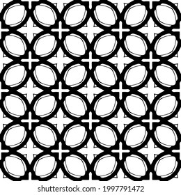 Abstract Flower Tiles. Seamless Vector Pattern Design. Black and white pattern. 