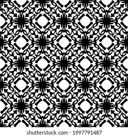 Baldosas De Flores Abstractas. Diseño de patrones de vectores sin inconvenientes. Patrón blanco y negro. 