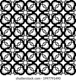 Abstract Flower Tiles. Seamless Vector Pattern Design. Black and white pattern. 