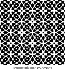 Baldosas De Flores Abstractas. Diseño de patrones de vectores sin inconvenientes. Patrón blanco y negro. 