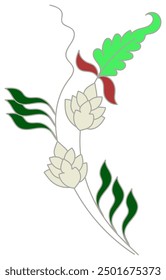 abstract flower tree abstract elements Lonely tree on white background