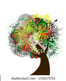 Abstract flower tree. Vector illustration