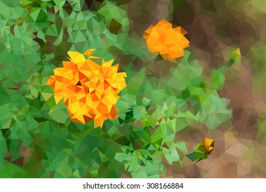 Abstract  flower triangular low poly style vector background,Vector illustration
