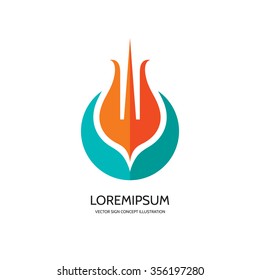 Abstract flower tulip vector logo template - creative illustration. Flame fire concept sign. Trident symbol. Design element.