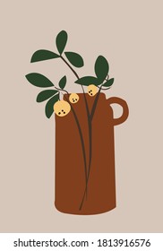 diseño abstracto de flores y jarrones
