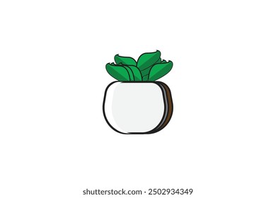 Abstract flower vase with Green leaf Flat Vector illustration graphics for T-shirts, posters, and greeting card designs.