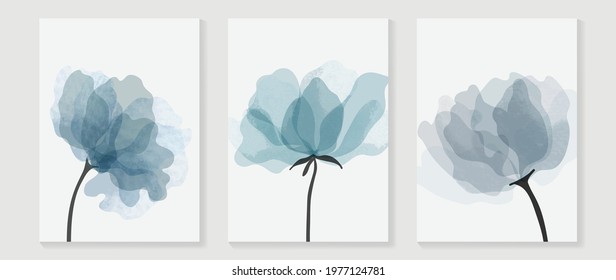 Abstract flower vector arts background  Wall art design and watercolor   transparency vector effect  Floral   leaves wall decoration   