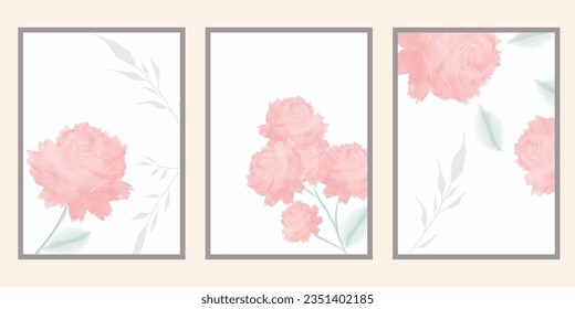 Abstract flower vector arts background. Wall art design with watercolor and transparency vector effect. Floral and leaves wall decoration.