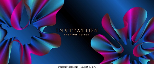 Fondo Abstractas del Vector de la flor con las ondas coloridas de la línea del gradiente. Ilustración vectorial moderna con efectos 3D en movimiento. Diseño de flores para invitación, portada, flyer, Anuncio, redes sociales, música, anuncios.